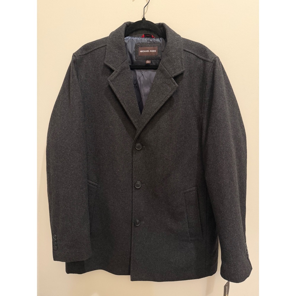 Michael Kors Men's Large Charcoal Gray Wool Blend Coat Blazer Jacket
